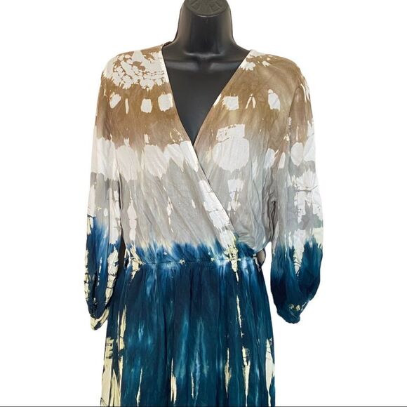 Young Fabulous & Broke Jillian Faux Wrap Asymmetrical Tie Dye MIDI Dress Sz M - Picture 5 of 12